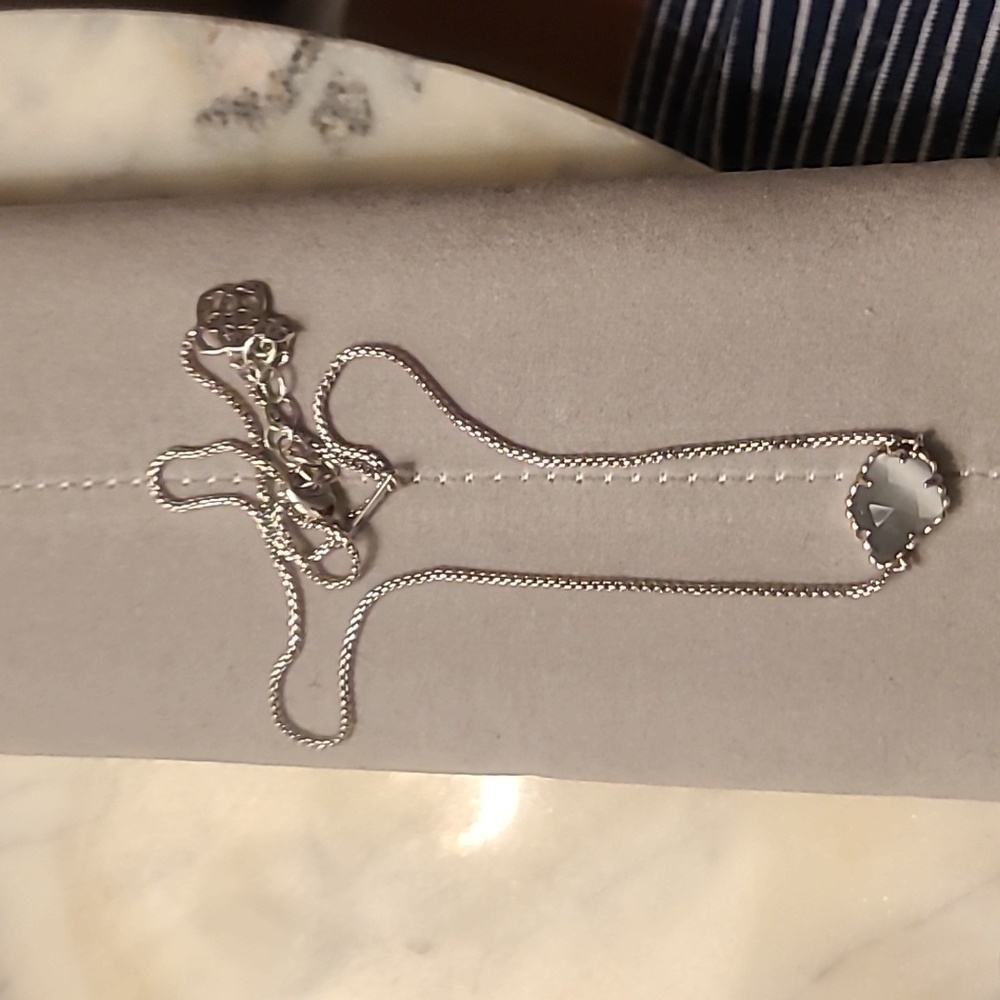 Kendra Scott Silver with Blue Grey Stone Necklace